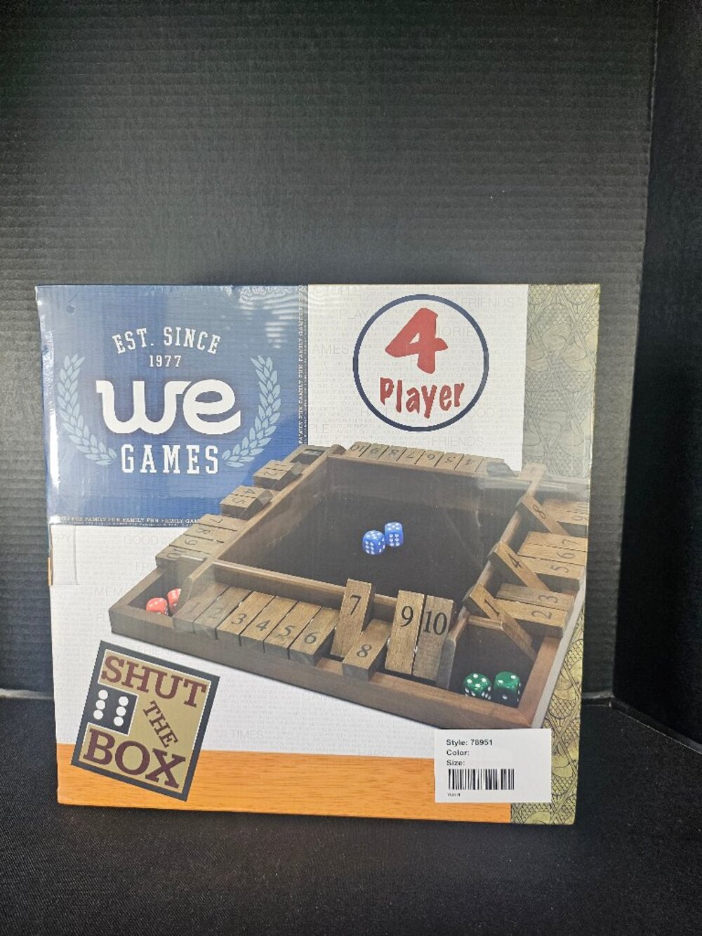 We Games 4 Player Wooden Shut The Box Dice Game 14" Large Coffee Table Edition